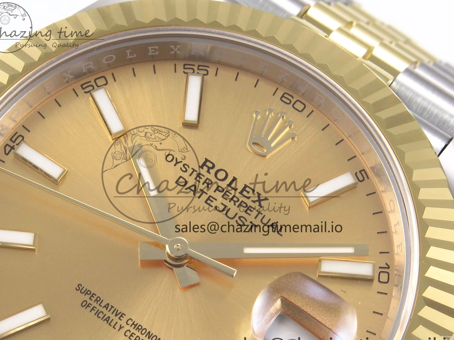 MiroTime 0127 Vibrant DateJust 41 126333 EWEF Best Edition YG Stick Dial on SS YG Jubilee Bracelet A 990